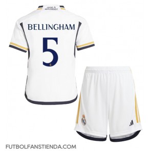 Real Madrid Jude Bellingham #5 Primera Equipación Niños 2023-24 Manga Corta (+ Pantalones cortos)